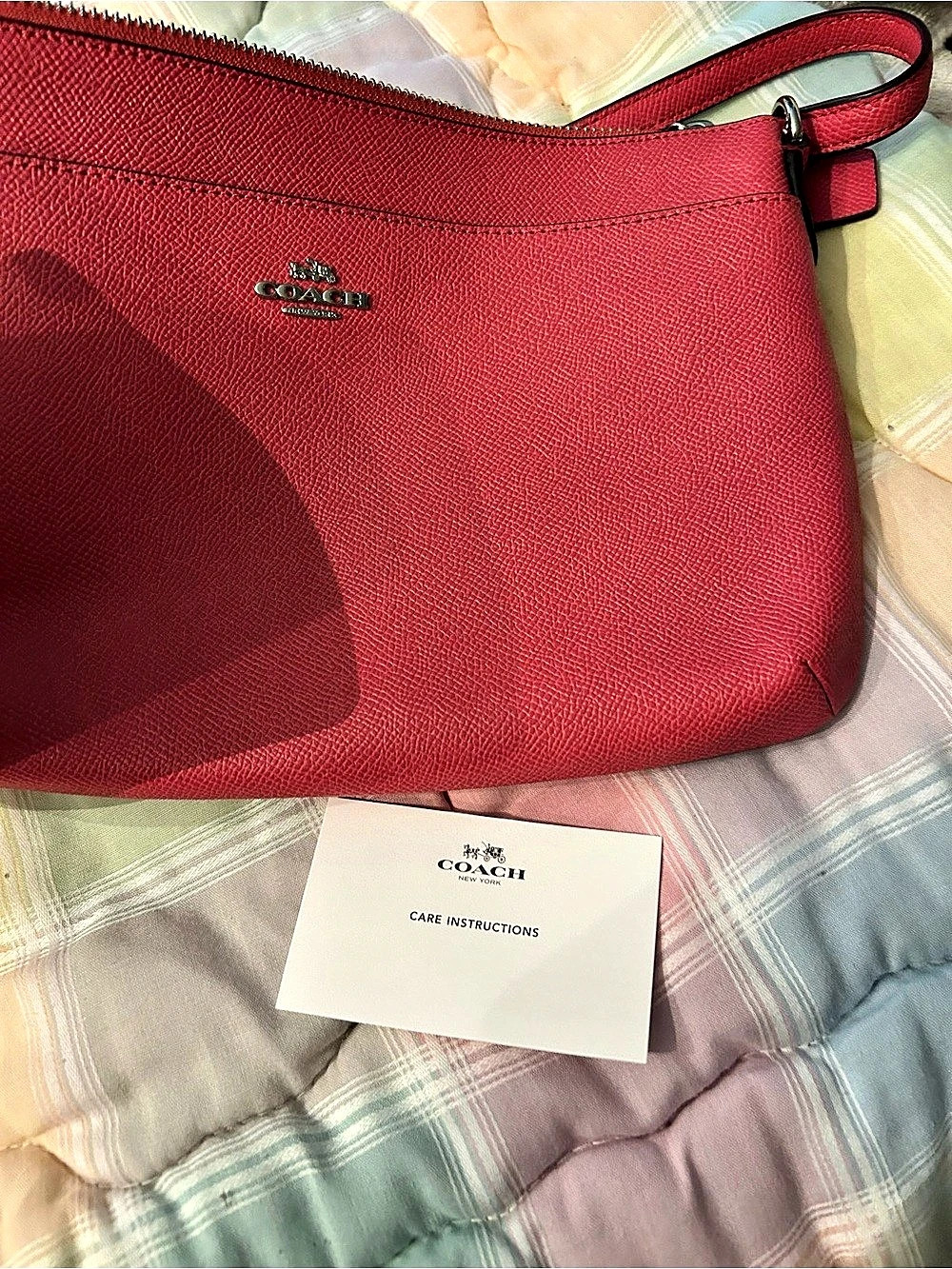 Coach Crossgrain Leather Crossbody Pouch Red & Brown